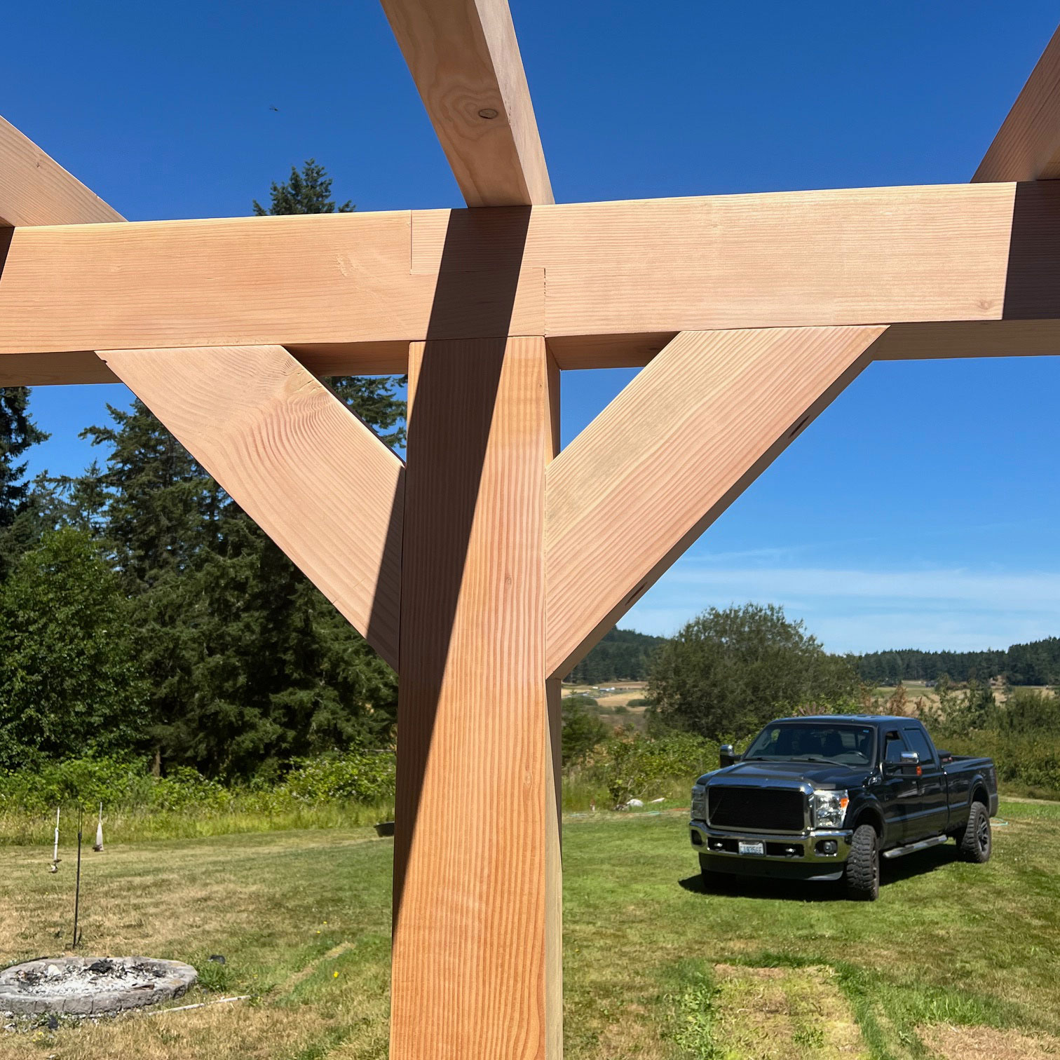 New custom deck and timber frame pergola
